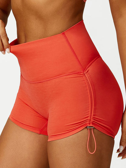 New drawstring yoga wear breathable solid color running tight shorts