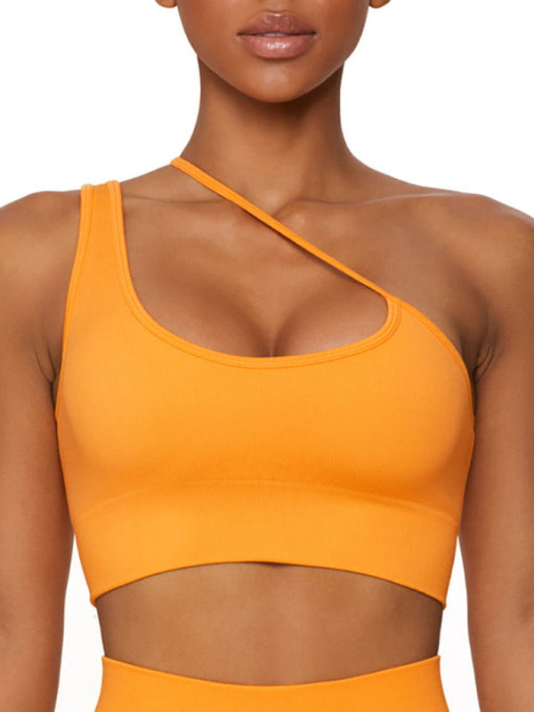 New seamless solid color knitted high elastic sports bra underwear