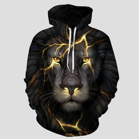 Full Size Animal Print Drawstring Hoodie with Pockets
