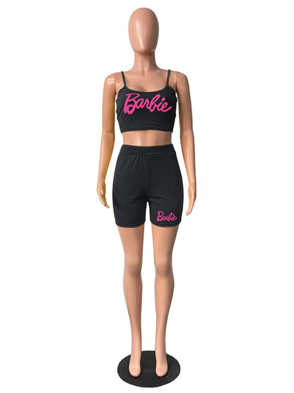 Barbie Knitted Tank and Shorts Two Piece Set Women's Wear