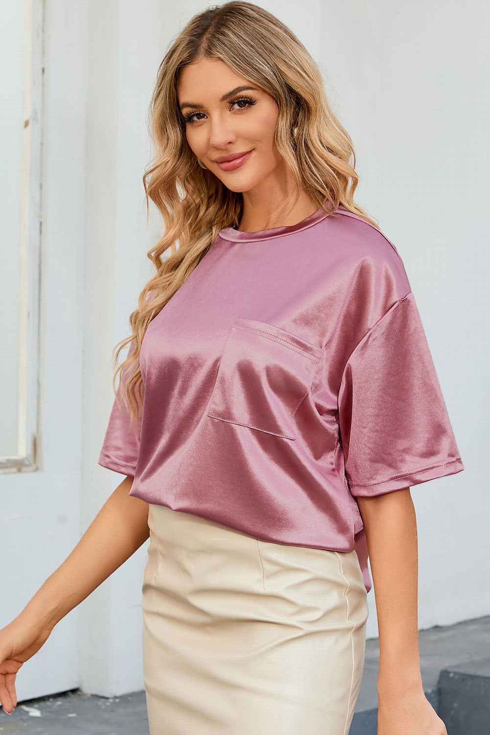 Round Neck Dropped Shoulder Top