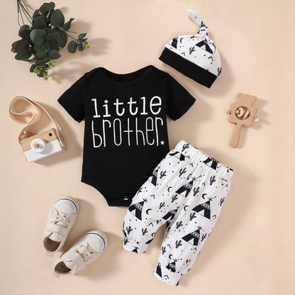Baby LITTLE BROTHER Graphic Bodysuit and Printed Joggers Set