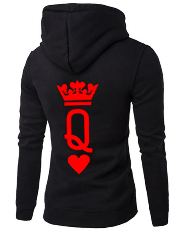 Women's Queen Letter "Q" Heart Print Hoodie