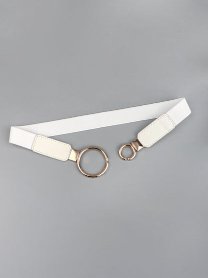 Double Ring Buckle Elastic PU Belt
