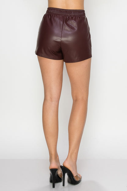 Pocketed High-rise Faux Leather Shorts