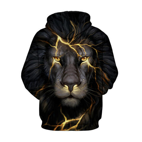 Full Size Animal Print Drawstring Hoodie with Pockets