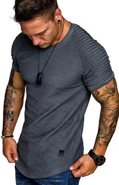 Men's Short Sleeve T-Shirt Muscle Fitted T Shirt Gym Workout Athletic Tee
