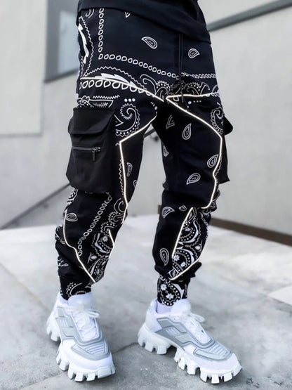 Men's Cashew Flower Printed Cargo Pants