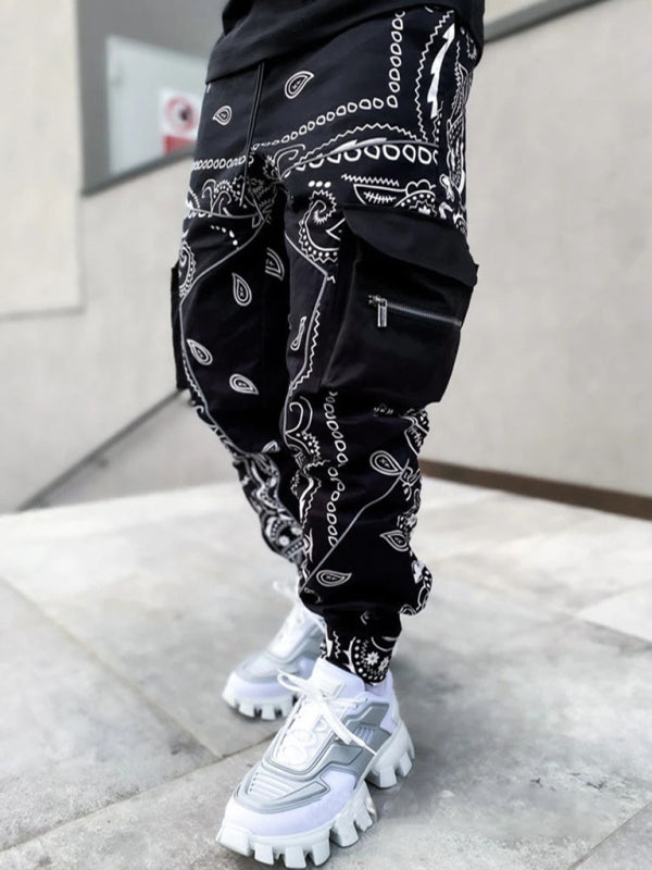 Men's Cashew Flower Printed Cargo Pants