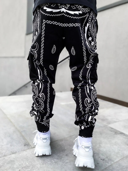 Men's Cashew Flower Printed Cargo Pants