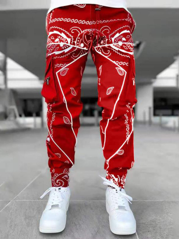 Men's Cashew Flower Printed Cargo Pants