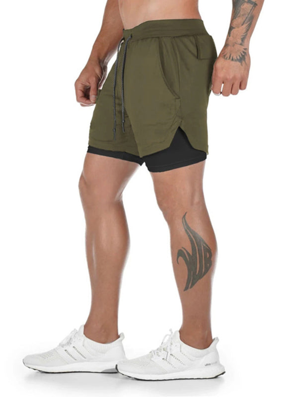 Men's athleisure fake two-piece shorts