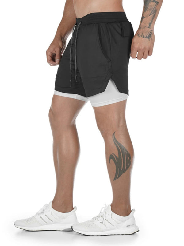 Men's athleisure fake two-piece shorts