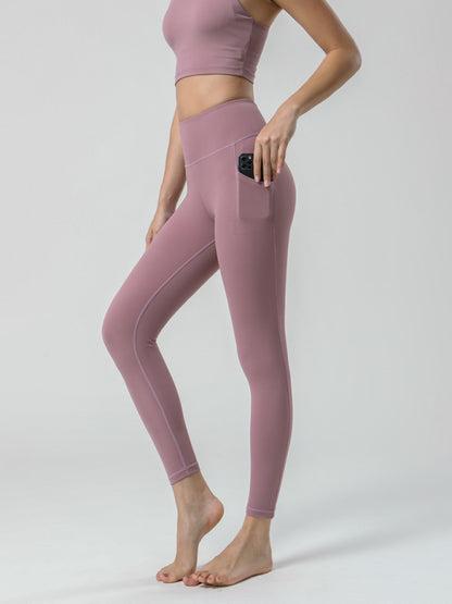 Double Sided Brushed Yoga Ninth Pants High Waist Pocket Sports Yoga Pants Women