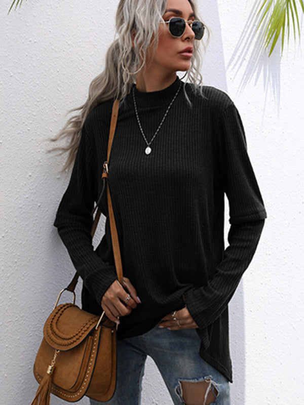 Turtleneck Top Solid Color Long Sleeve Loose Bottoming Knit Sweater