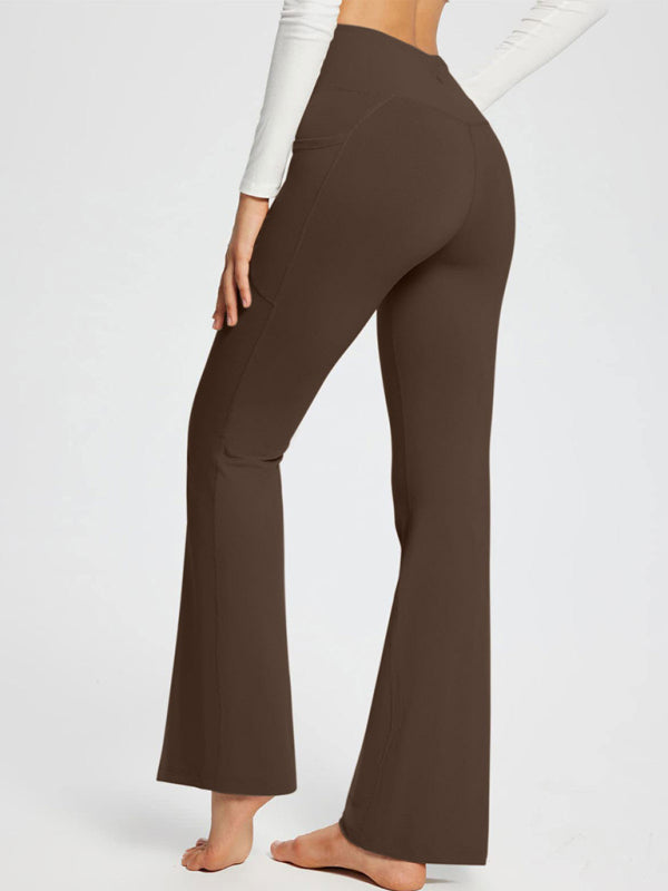 Women’s Solid Color Full Length Pocket Waist Flare Leggings