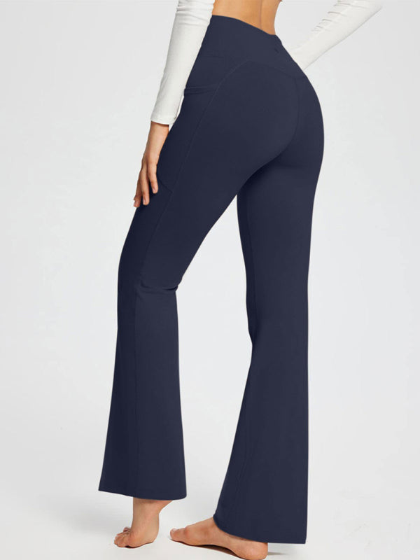 Women’s Solid Color Full Length Pocket Waist Flare Leggings