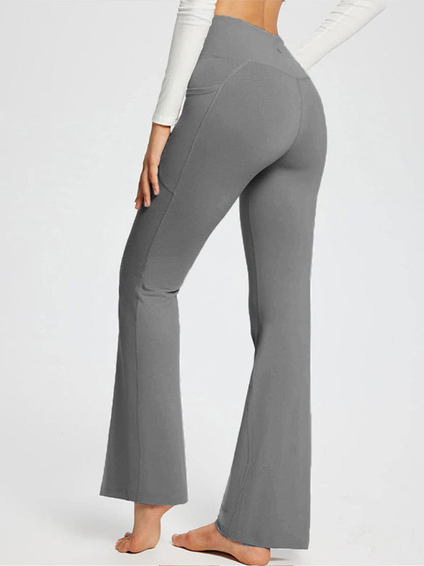 Women’s Solid Color Full Length Pocket Waist Flare Leggings