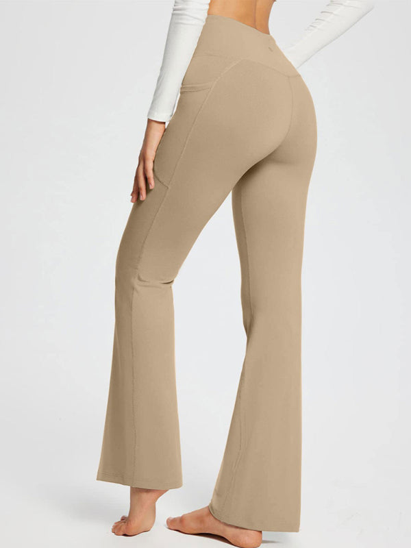 Women’s Solid Color Full Length Pocket Waist Flare Leggings
