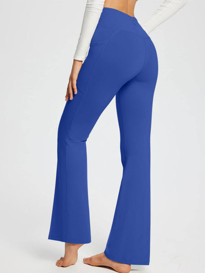 Women’s Solid Color Full Length Pocket Waist Flare Leggings