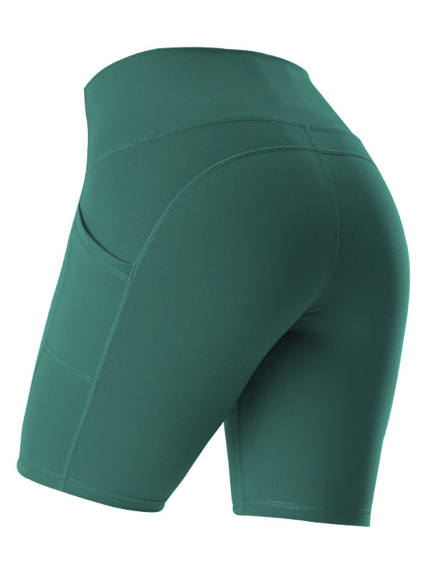 Women's Solid Color Power High Waist Pocket Bike Shorts